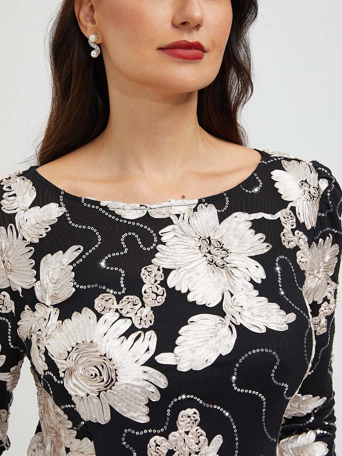 Sequins Rosette Floral Top