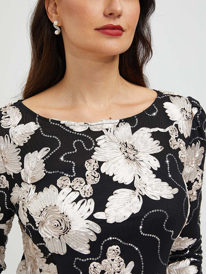 Sequins Rosette Floral Top
