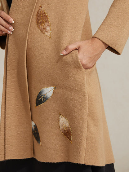 Long Embellished Leaf Cardigan