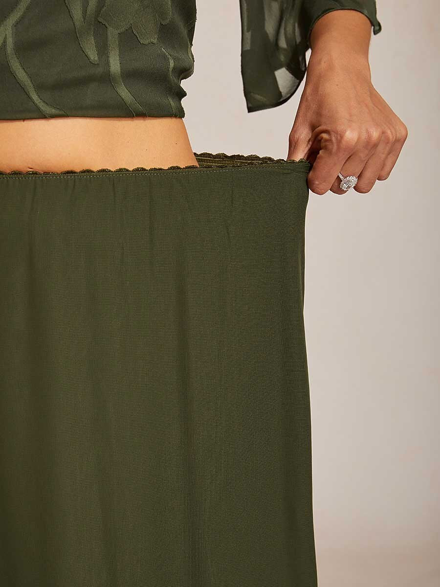 High-Low Overlay Chiffon Skirt with Lining