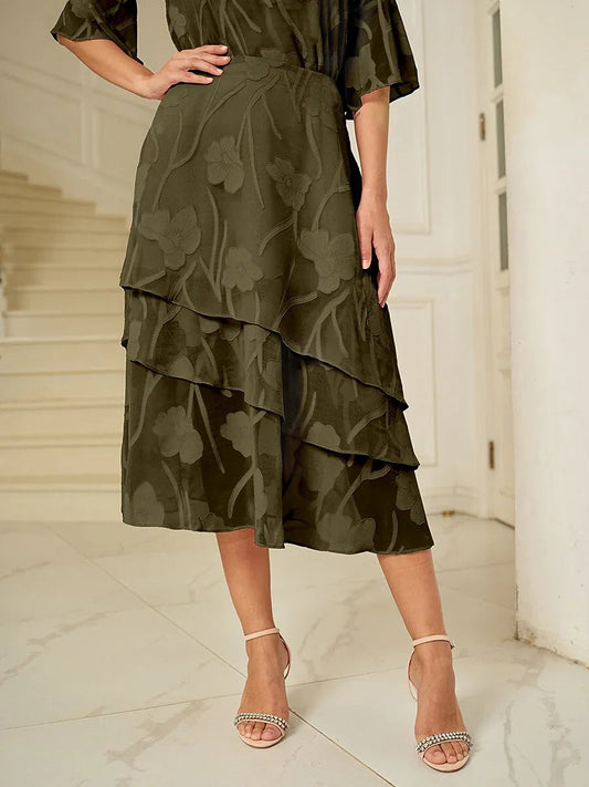 Floral Chiffon Midi Skirt