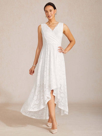 Scalloped V Neck Lace Evening Dress with Matching Shawl