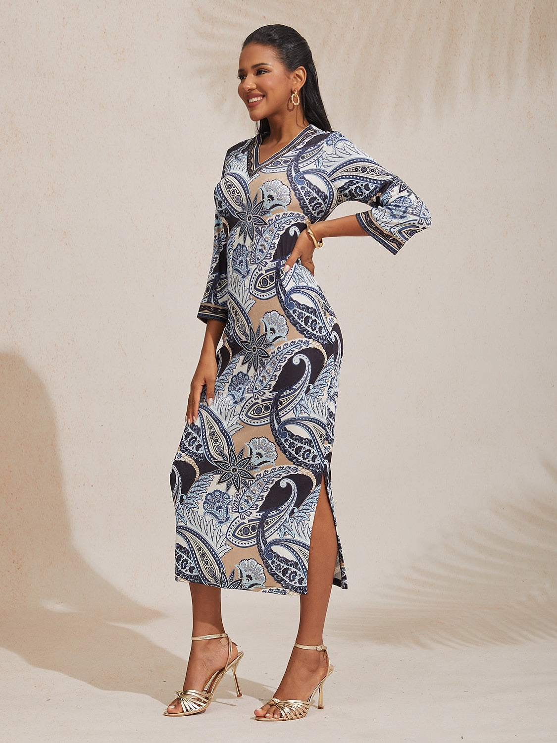 Paisley Print Maxi Dress