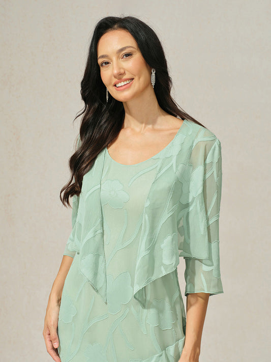Floral Sheer Chiffon 3/4 Sleeve Cardigan