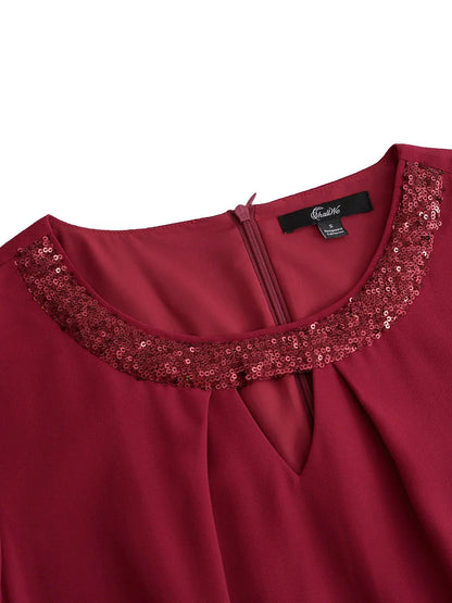 Classic Wine Red Chiffon Dress