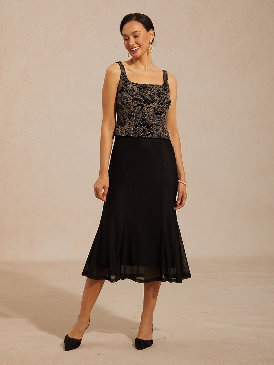 Paisley Jacket Dress with Subtle Sequin Detail