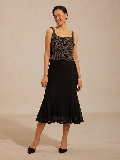 Paisley Jacket Dress with Subtle Sequin Detail