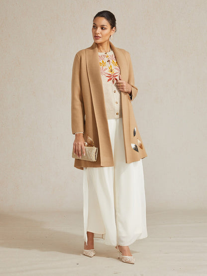 Long Embellished Leaf Cardigan