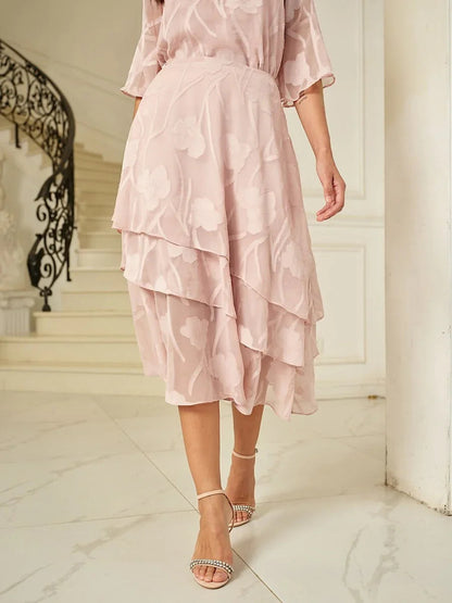 Floral Chiffon Midi Skirt