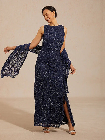 Sequin Lace Long Shawl Wrap