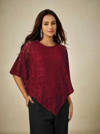 優雅蕾絲蝙蝠袖上衣