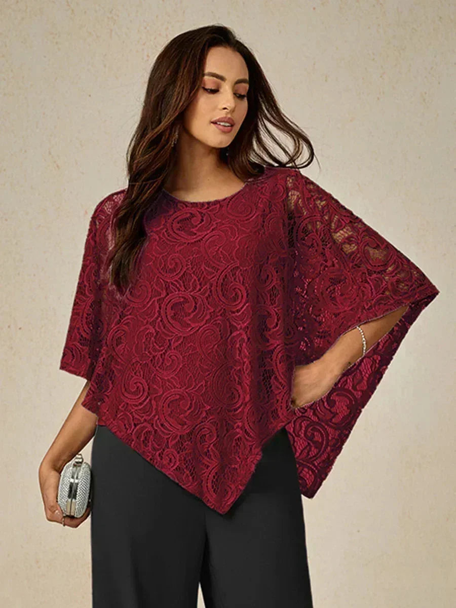 優雅蕾絲蝙蝠袖上衣