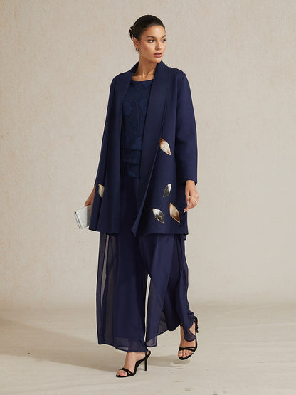 Long Embellished Leaf Cardigan