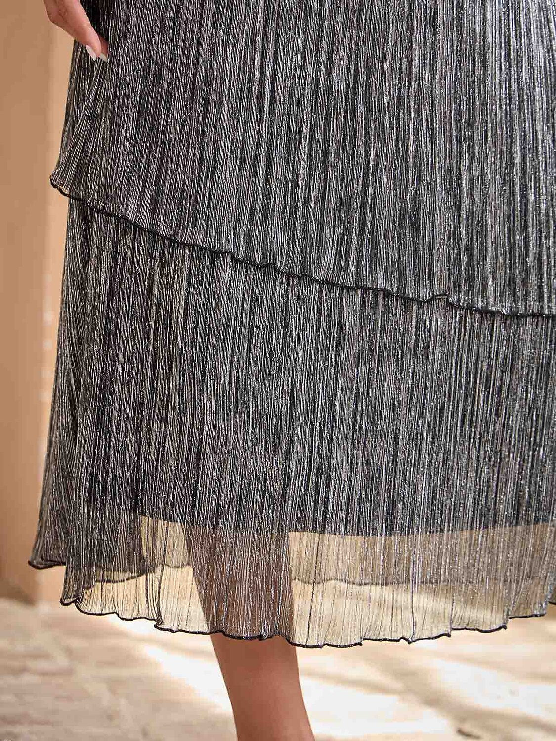 Pleated Layered Chiffon Skirt
