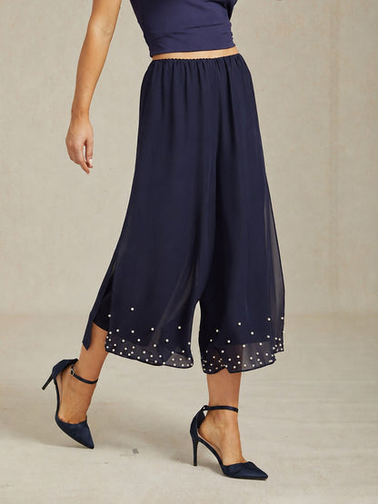 Cropped Pearl-embellished  Pants