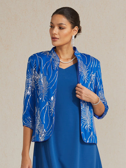 Feather Sequin Embellished Jacket