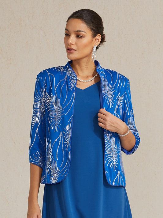 Feather Sequin Embellished Jacket