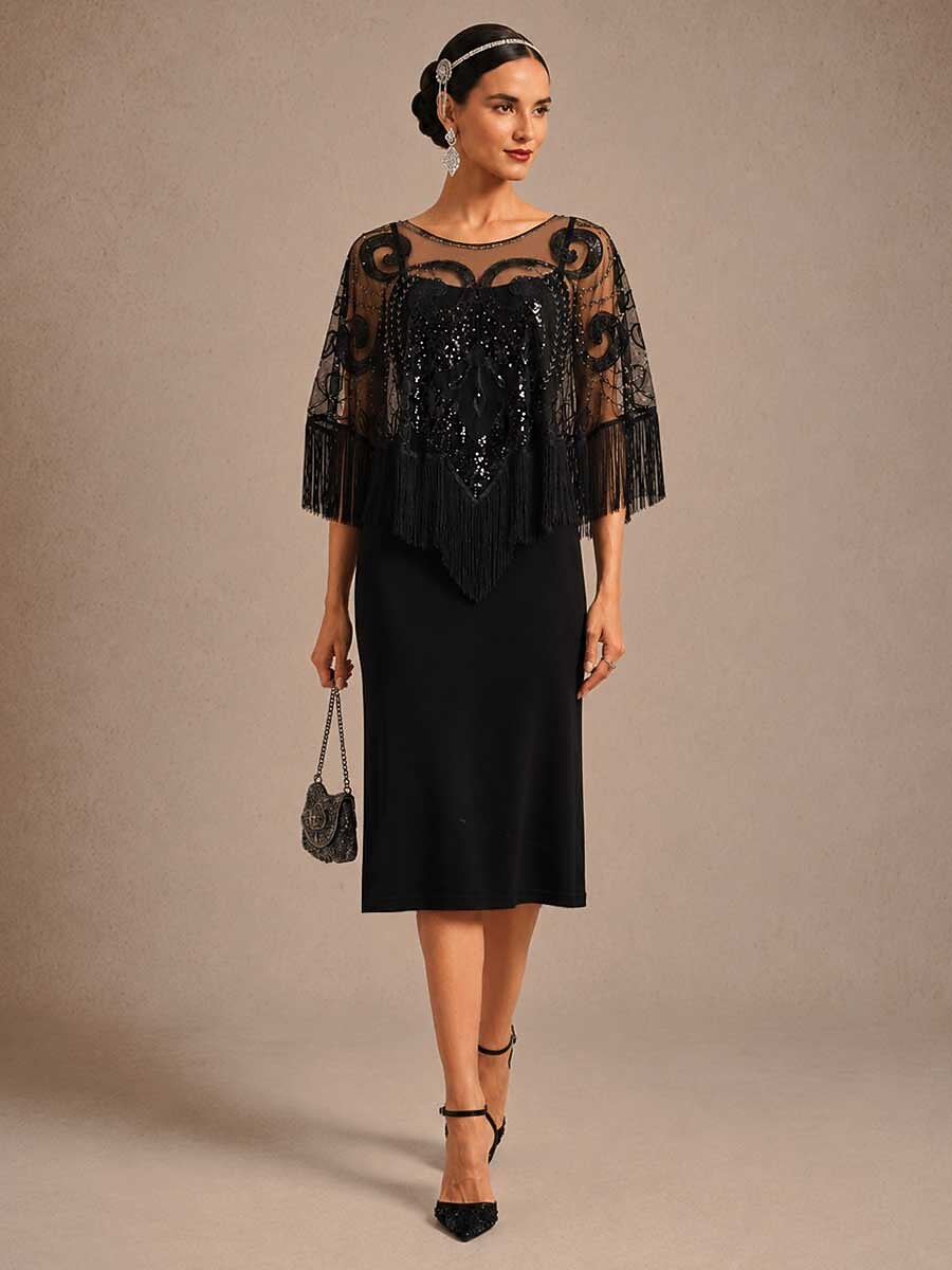Vintage Sequins Tassel Shawl