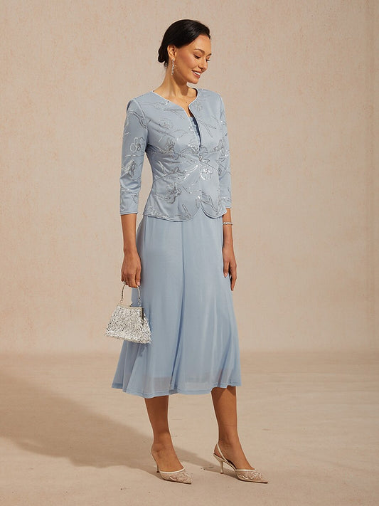 Midi Sequin Embroidered Jacket Dress