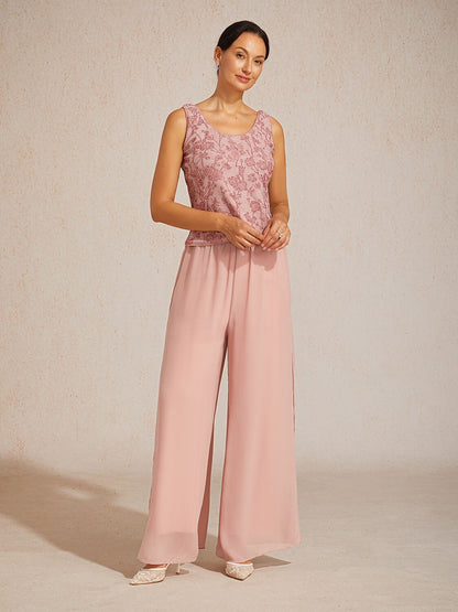 Floral Knit Jacquard Mandarin Collar Twinset