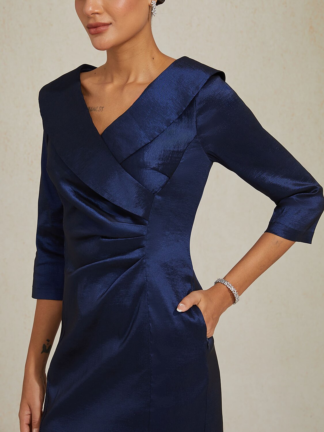 Sheath Stretch Taffeta Dress