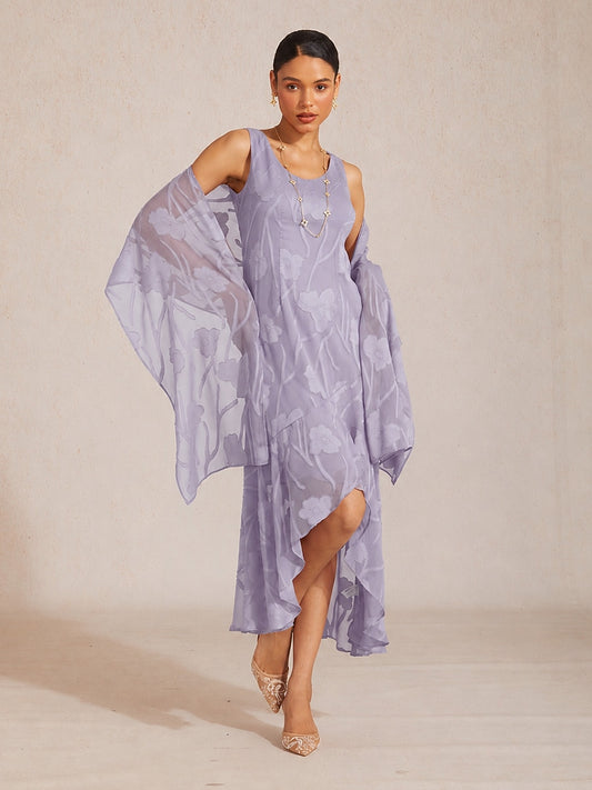 Sheer Floral Chiffon Shawl