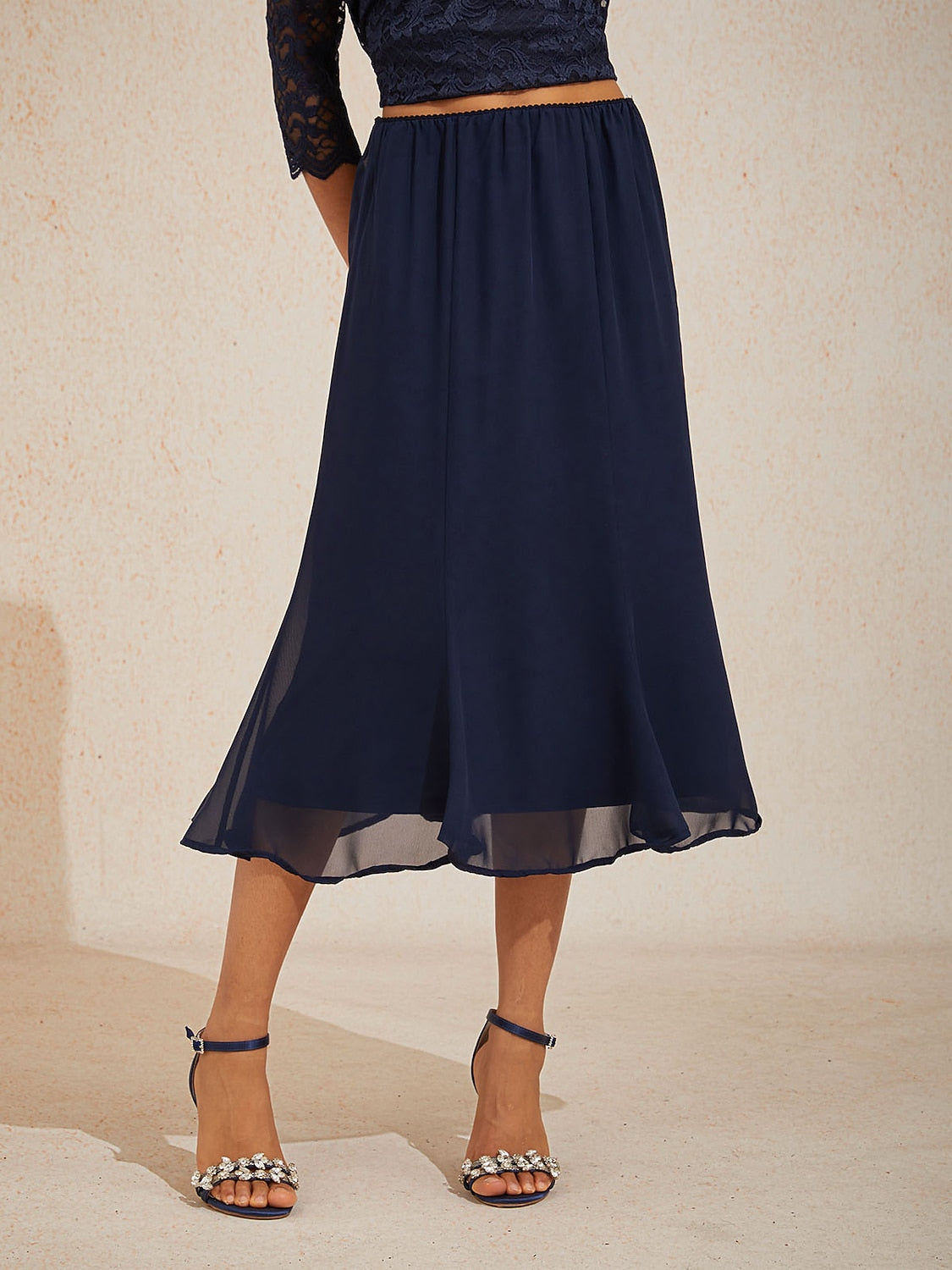 Mermaid Midi Chiffon Mid-Waist Skirts
