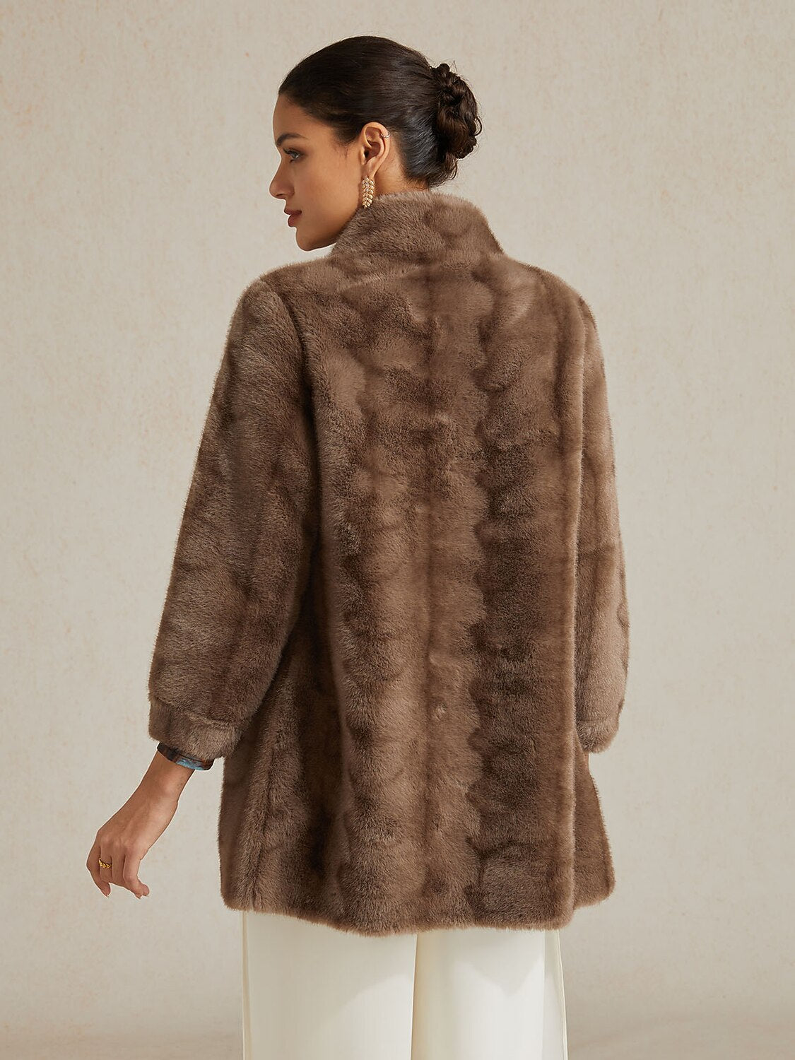Faux Fur Button Front Coat