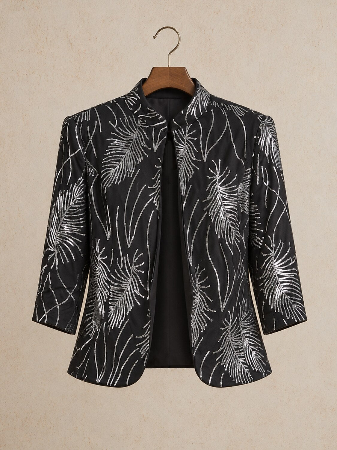 Feather Sequin Embellished Jacket