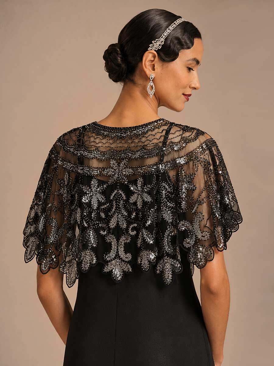 Vintage Sequins Mesh Shawl