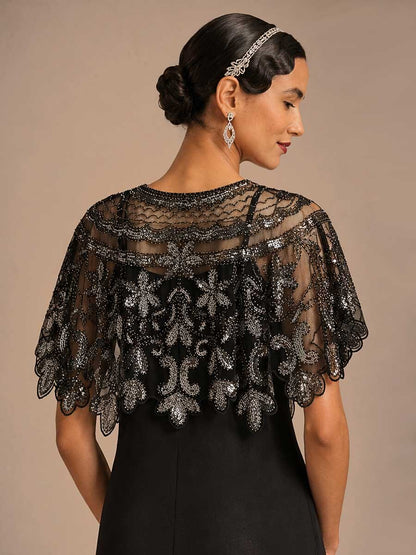 Vintage Sequins Mesh Shawl