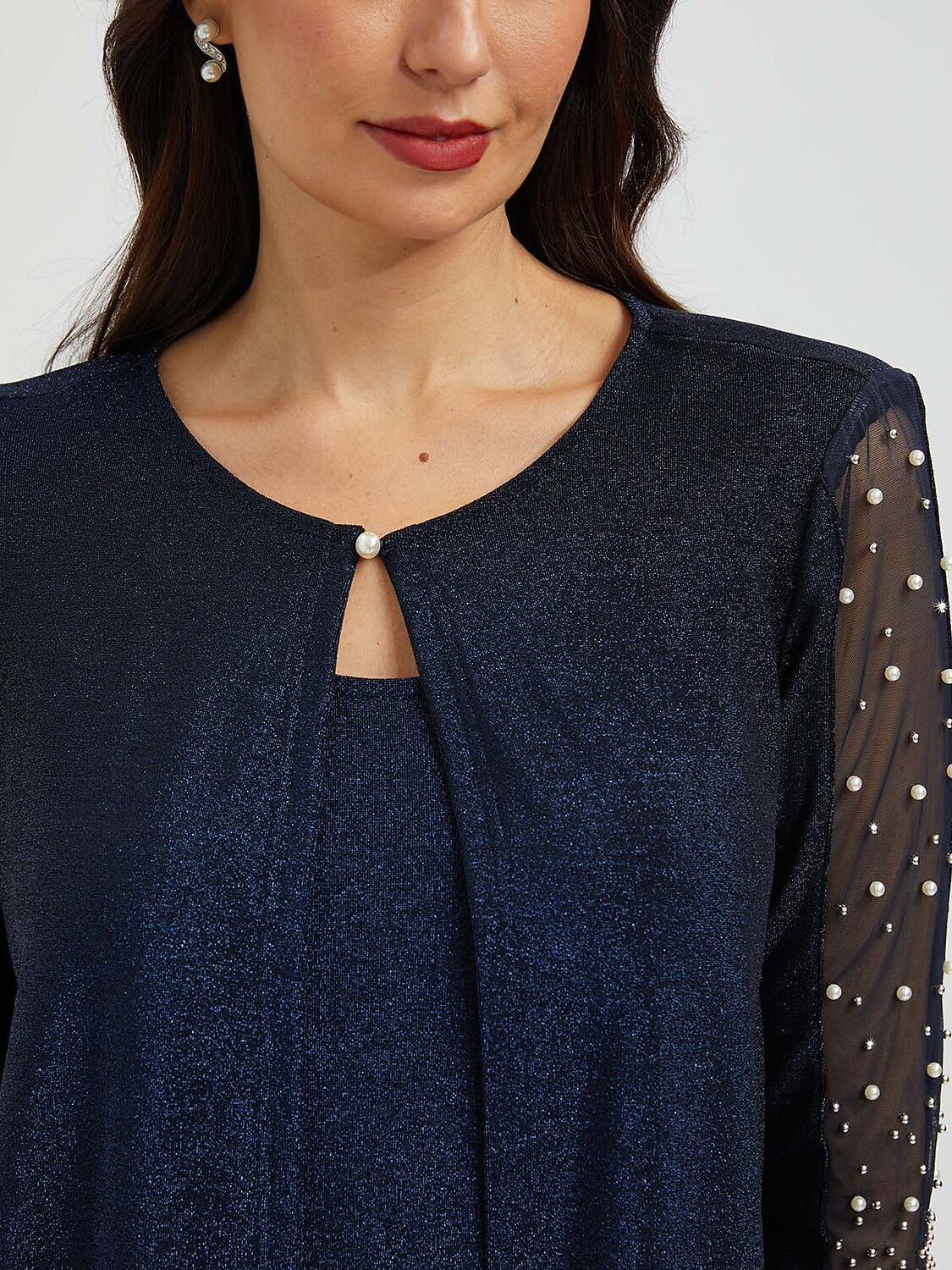 Beaded Metallic Knit Blouse