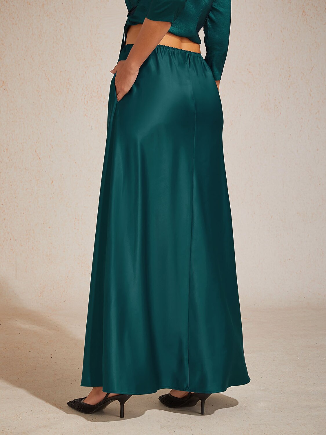Taffeta Mid Waist Skirt