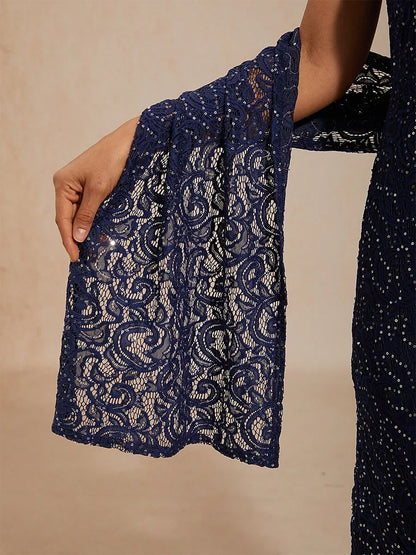 Sequin Lace Long Shawl Wrap
