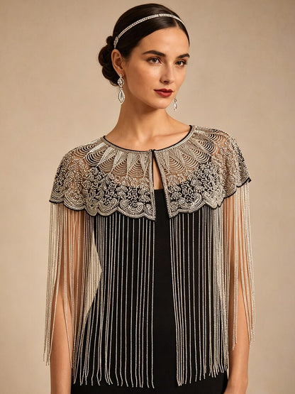 Vintage Beaded Tassel Shawl