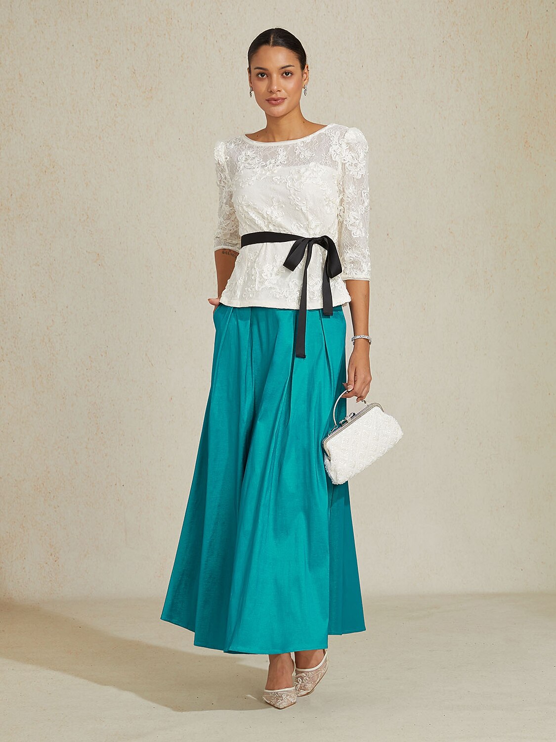 Stretch Taffeta Maxi Skirts