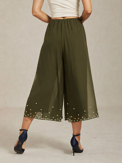 Cropped Pearl-embellished  Pants