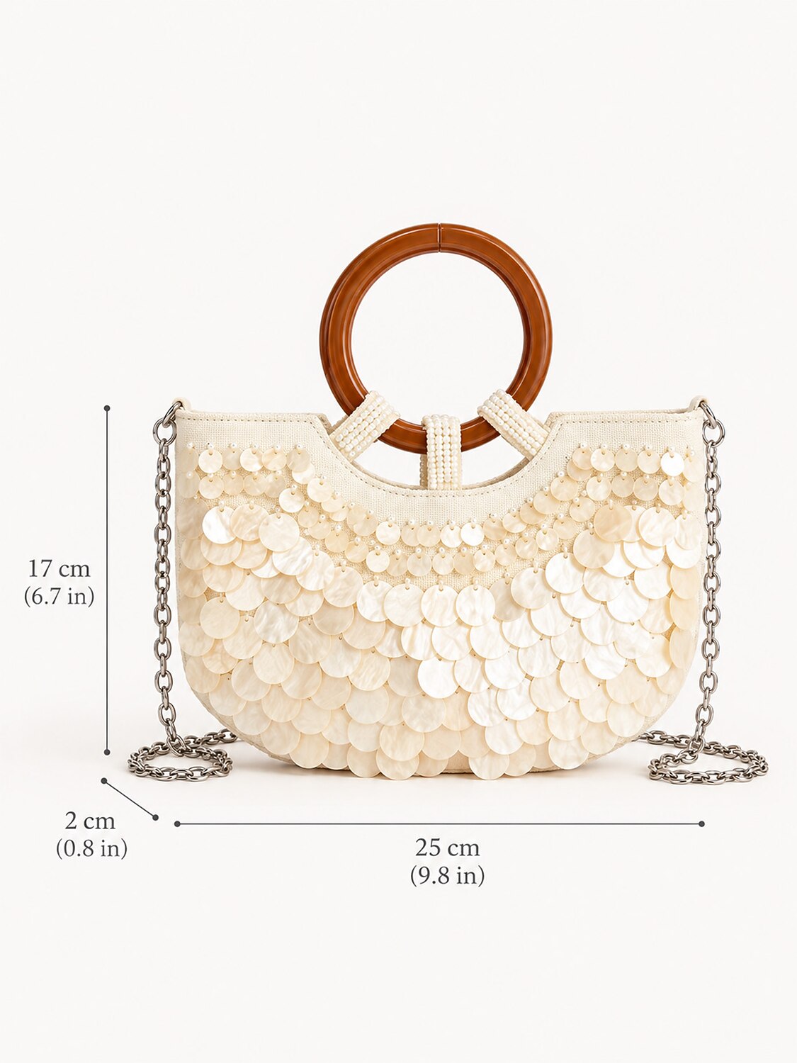 Pearl Shell Embellished Clutch Bag